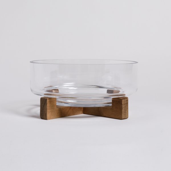 BOWL DE VIDRIO CON BASE DE ACACIA 2,2 L - Image 3