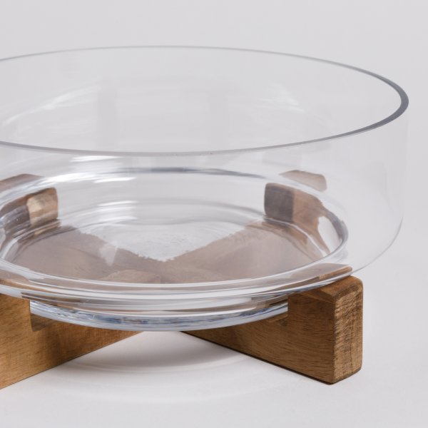 BOWL DE VIDRIO CON BASE DE ACACIA 2,2 L - Image 2