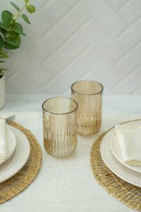 SET X 6 VASOS ALTOS STRIPES CHAMPAGNE 350 ML