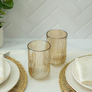 SET X 6 VASOS ALTOS STRIPES CHAMPAGNE 350 ML