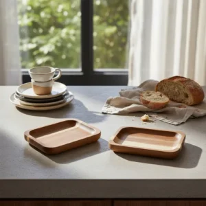 SET X 2 BANDEJITAS RECTANGULARES DE ACACIA 12X9 CM