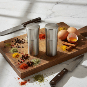 SET DE SALERO Y PIMENTERO DE ACERO INOXIDABLE