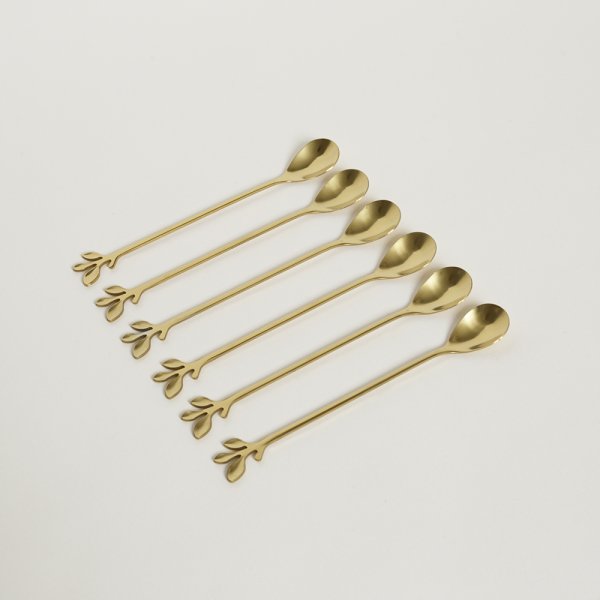 SET X 6 CUCHARAS LARGAS ACERO DORADO STEM 16,5 CM - Image 3