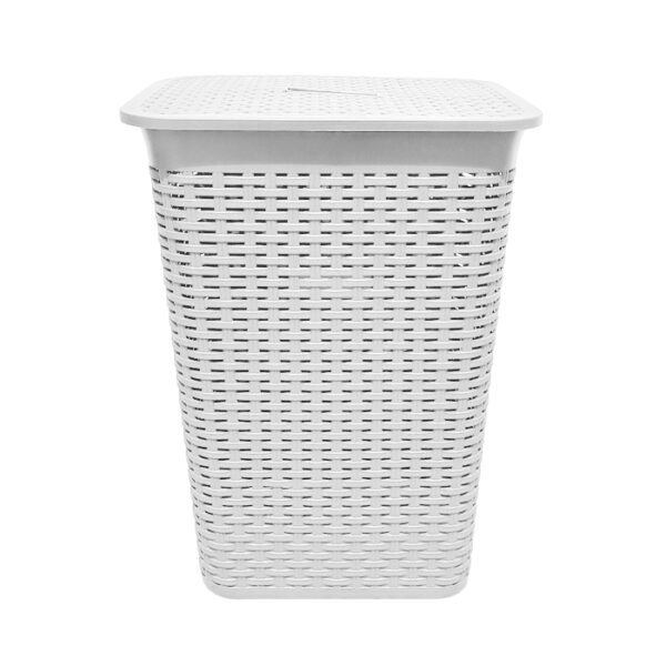 CESTO ROPA C/TAPA SIMIL RATAN BLANCO - Image 2