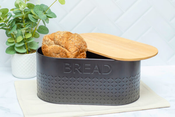 LATA ACERO NEGRA T/BAMBU "BREAD"