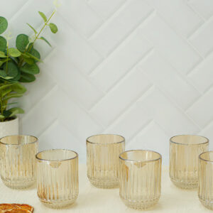 SET X 6 VASOS BAJOS STRIPES CHAMPAGNE 200 ML