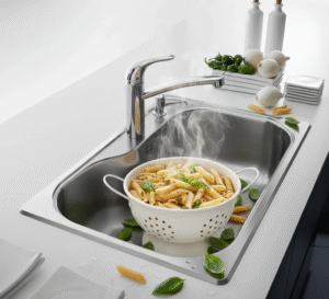 COLAPASTA ACERO INOX. CREMA 21cm. CAROL