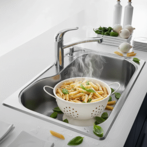 COLAPASTA ACERO INOX. CREMA 21cm. CAROL