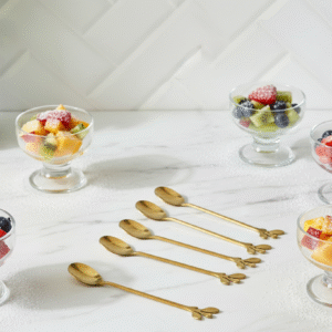 SET X 6 CUCHARAS LARGAS ACERO DORADO STEM 16,5 CM
