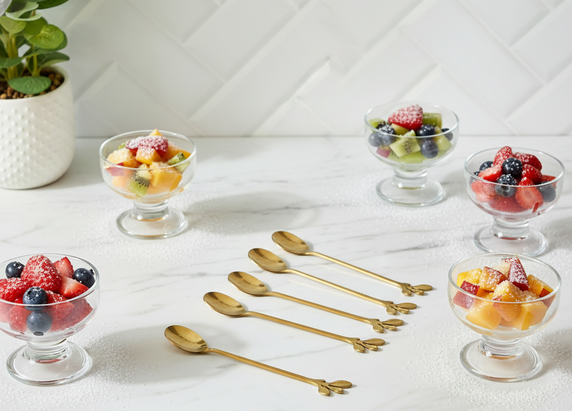 SET X 6 CUCHARAS LARGAS ACERO DORADO STEM 16,5 CM