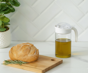 ACEITERA GASTRONOMICA DE VIDRIO TAPA BEIGE 660 ML