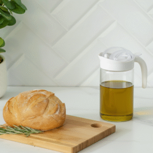 ACEITERA GASTRONOMICA DE VIDRIO TAPA BEIGE 660 ML