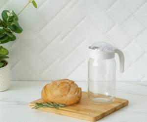 ACEITERA GASTRONOMICA DE VIDRIO TAPA BEIGE 1000 ML