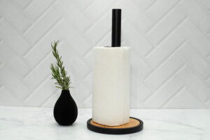 PORTA ROLLO BLACK IRON CON BASE BAMBOO 15,5X32,5 CM