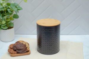 LATA ACERO NEGRA T/BAMBU "COOKIES"