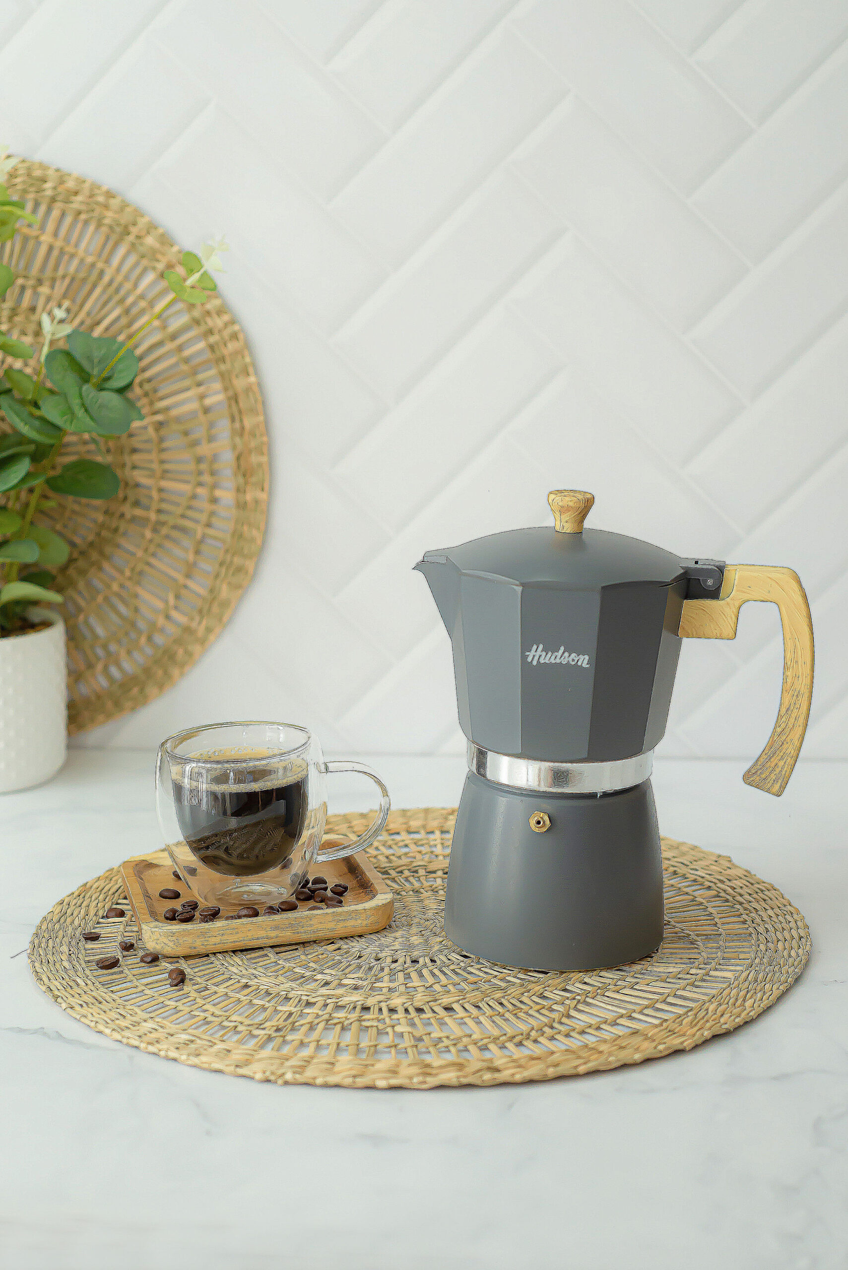 CAFETERA HUDSON ITALIANA GRIS GRANDE