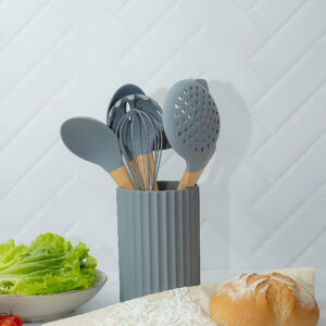 SET x9 UTENSILIOS SILICONA GRIS CAROL