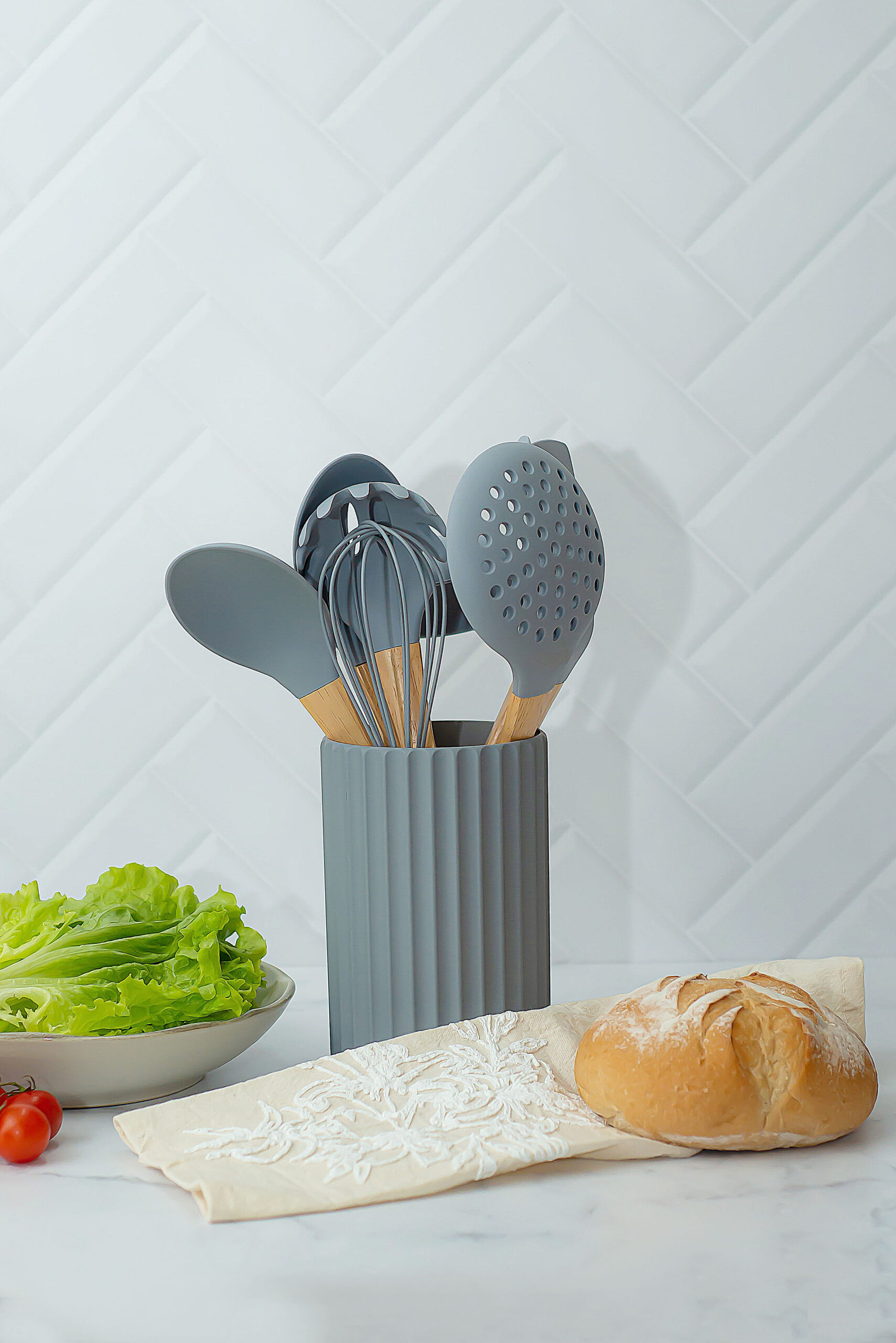 SET x9 UTENSILIOS SILICONA GRIS CAROL