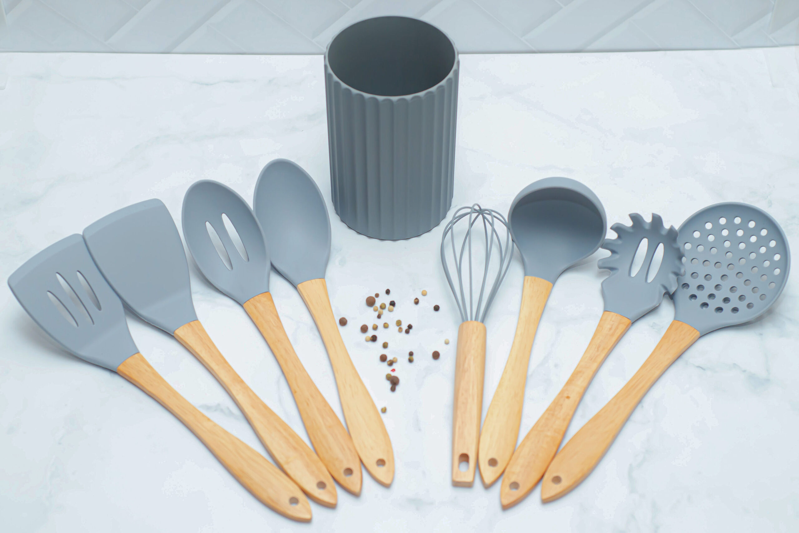 SET x9 UTENSILIOS SILICONA GRIS CAROL - Image 4