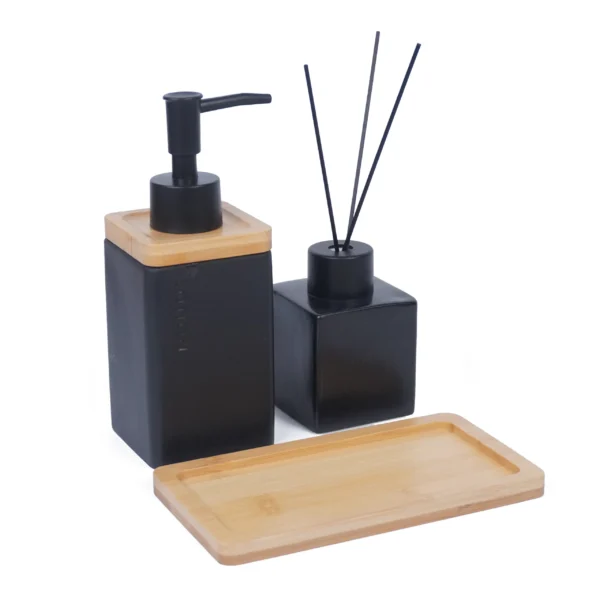 SET DE BAÑO DE CERÁMICA Y BAMBÚ - Image 3