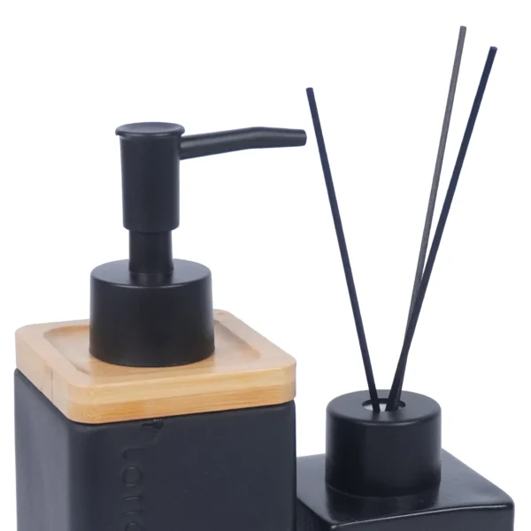 SET DE BAÑO DE CERÁMICA Y BAMBÚ - Image 2