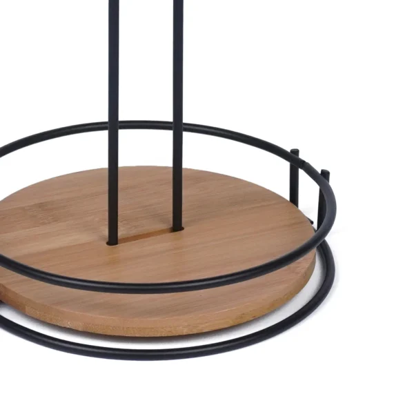 PORTARROLLO DE METAL CON BASE DE MADERA - Image 2