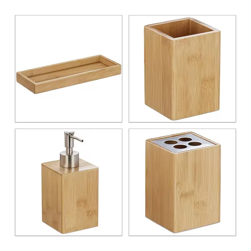 SET DE BAÑO DE BAMBÚ CON BANDEJA - Image 2