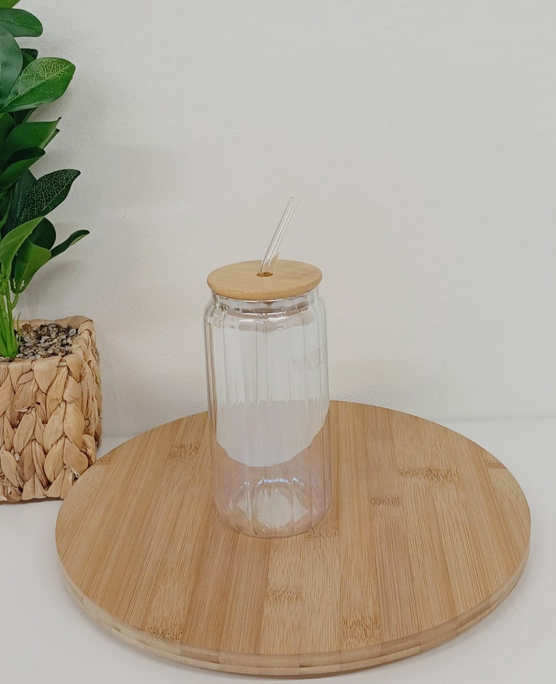 VASO VIDRIO C/SORBETE T/BAMBU 500ML - Image 2
