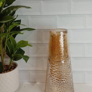 BOTELLA C/VASO VIDRIO COLOR