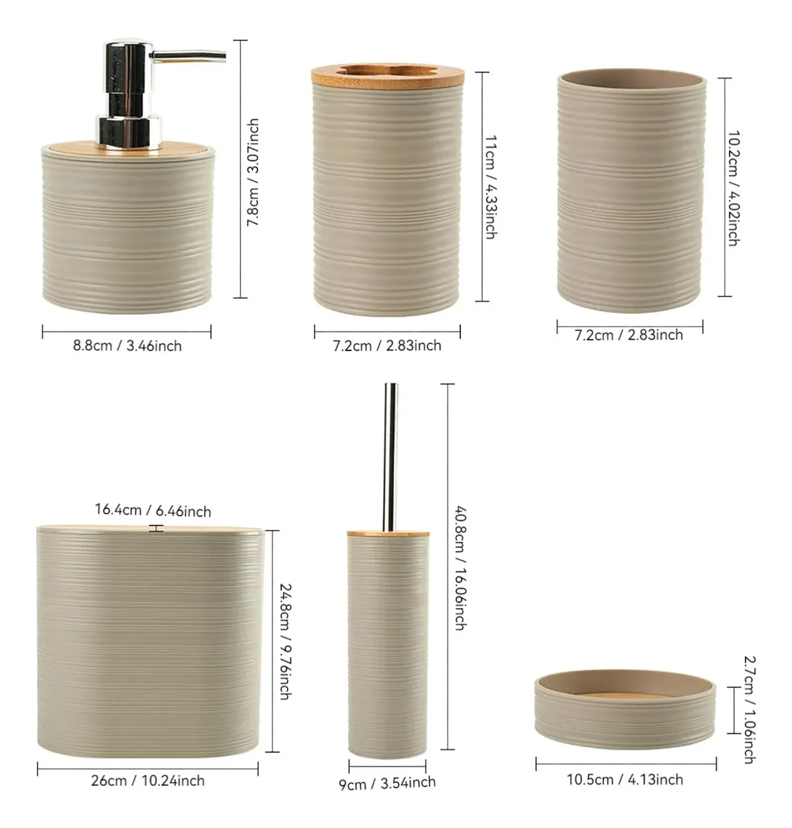 SET DE BAÑO DE PLÁSTICO Y BAMBÚ (SET X 6) - Image 2