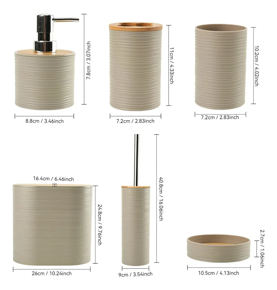 SET DE BAÑO DE PLÁSTICO Y BAMBÚ (SET X 6) - Image 2