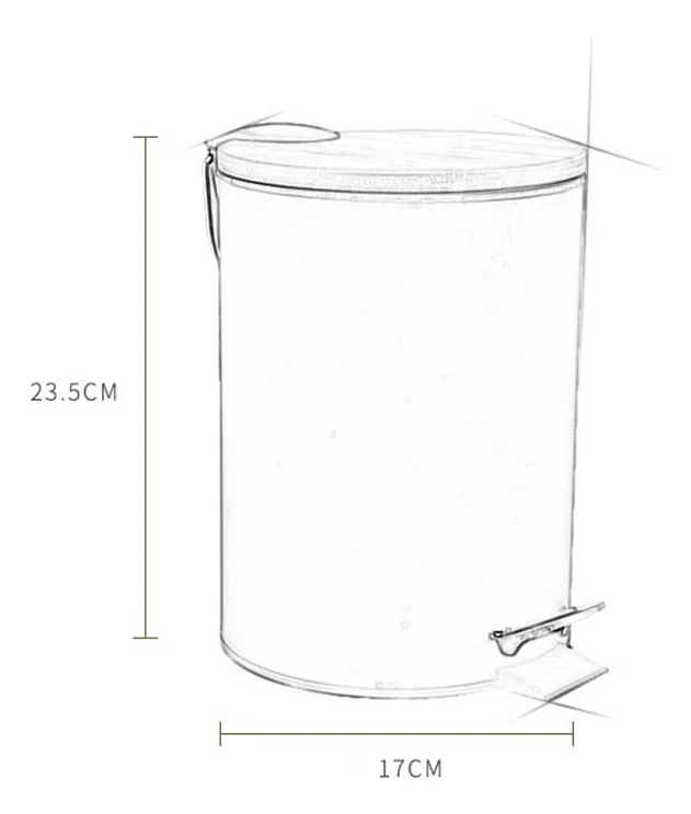 CESTO A PEDAL REDONDO BLANCO CON TAPA DE MADERA 3 LTS - Image 3