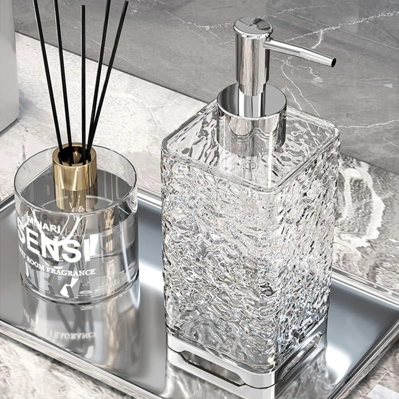 DISPENSER ACRÍLICO CON BASE CROMADA