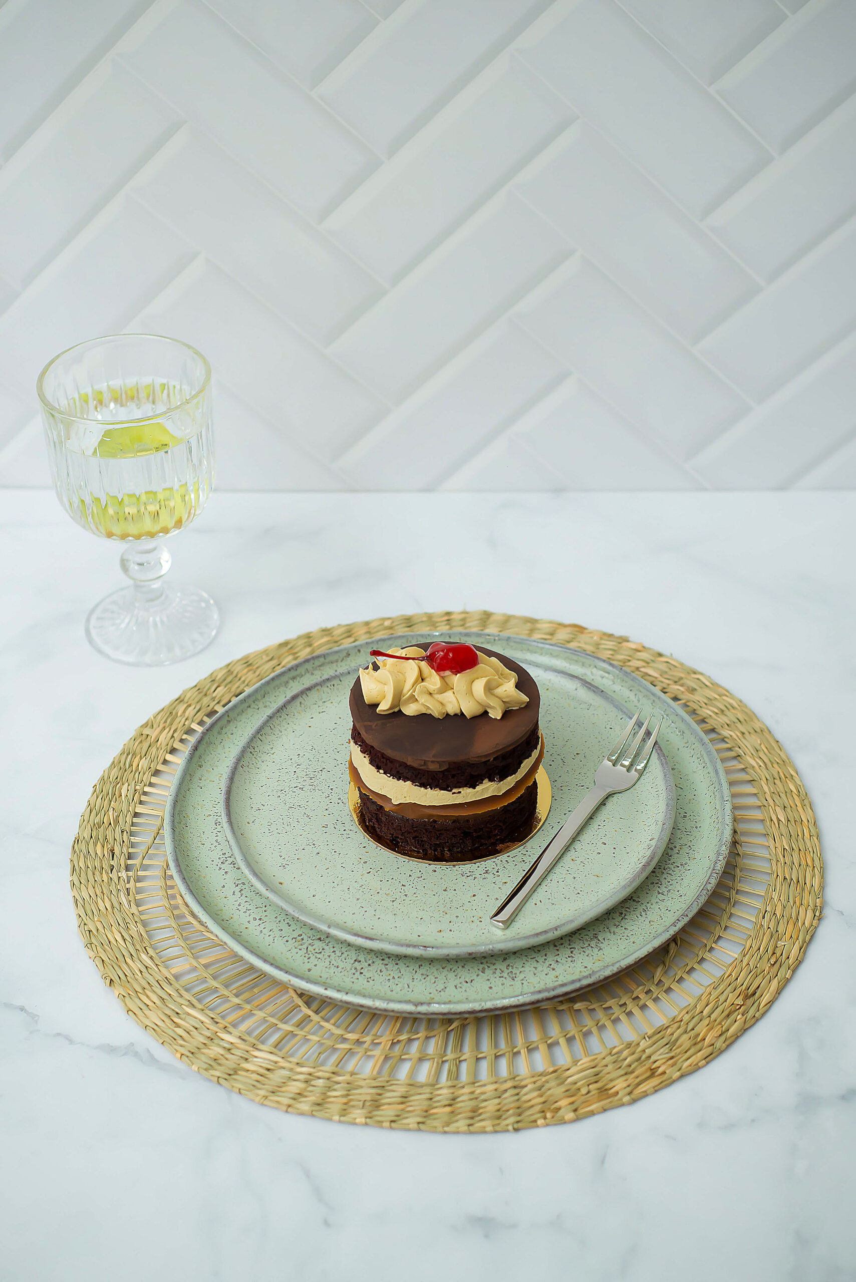 PLATO DE POSTRE LINEA ORGANICA PISTACHO