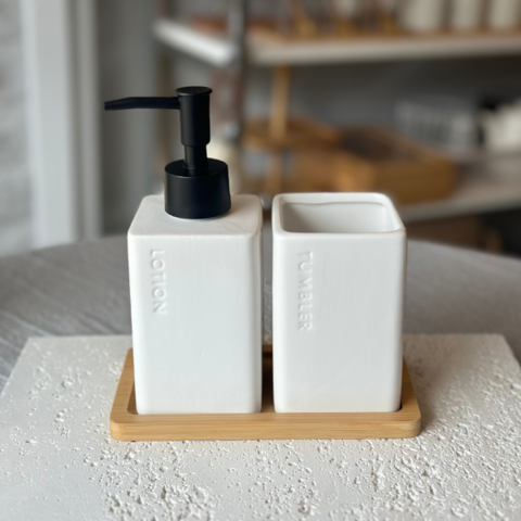 DISPENSER 3 PIEZAS PARA BAÑO DE CERÁMICA BLANCO - Image 3