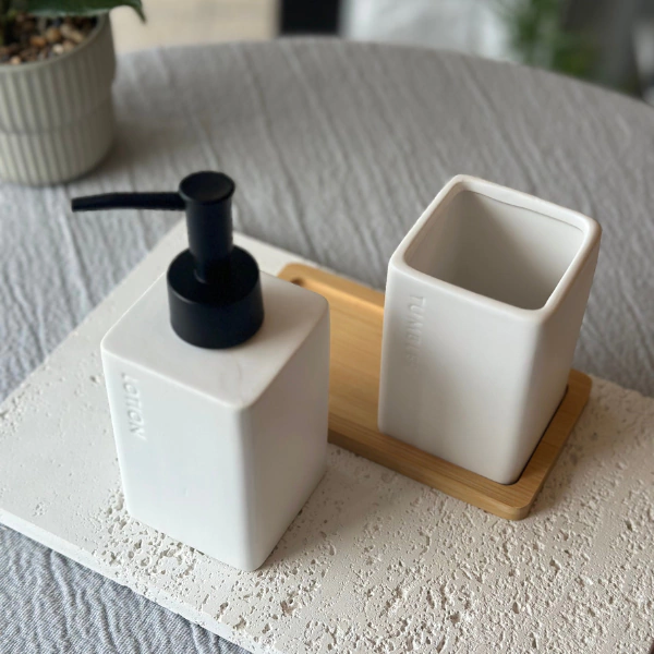 DISPENSER 3 PIEZAS PARA BAÑO DE CERÁMICA BLANCO - Image 2
