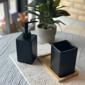 DISPENSER 3 PIEZAS PARA BAÑO DE CERÁMICA NEGRO