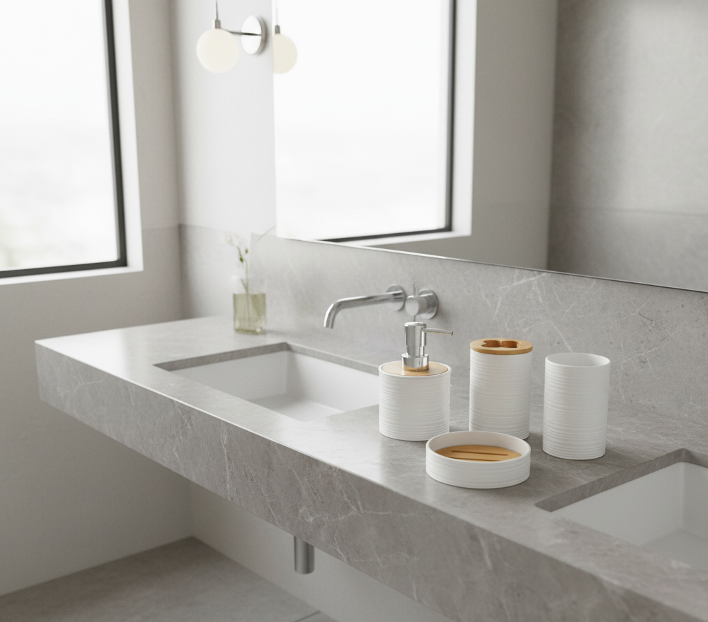 SET DE BAÑO DE PLÁSTICO Y BAMBÚ (SET X 4) - Image 2