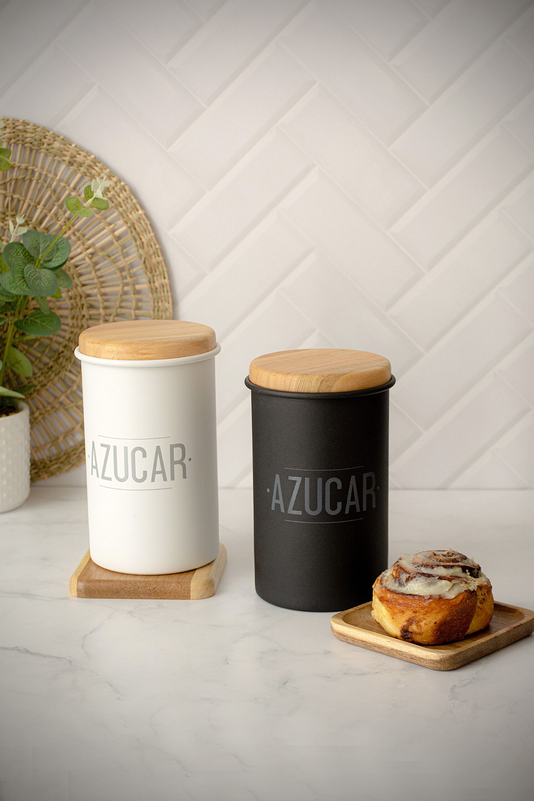 TARRO AZUCAR TAPA MADERA BLANCO