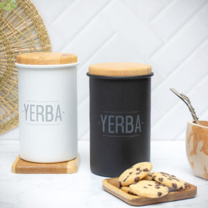 TARRO YERBA TAPA MADERA BLANCO