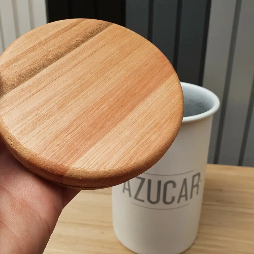 TARRO AZUCAR TAPA MADERA BLANCO - Image 3