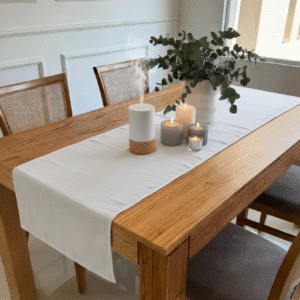 CAMINO DE MESA DE TUSOR BLANCO RUSTICO