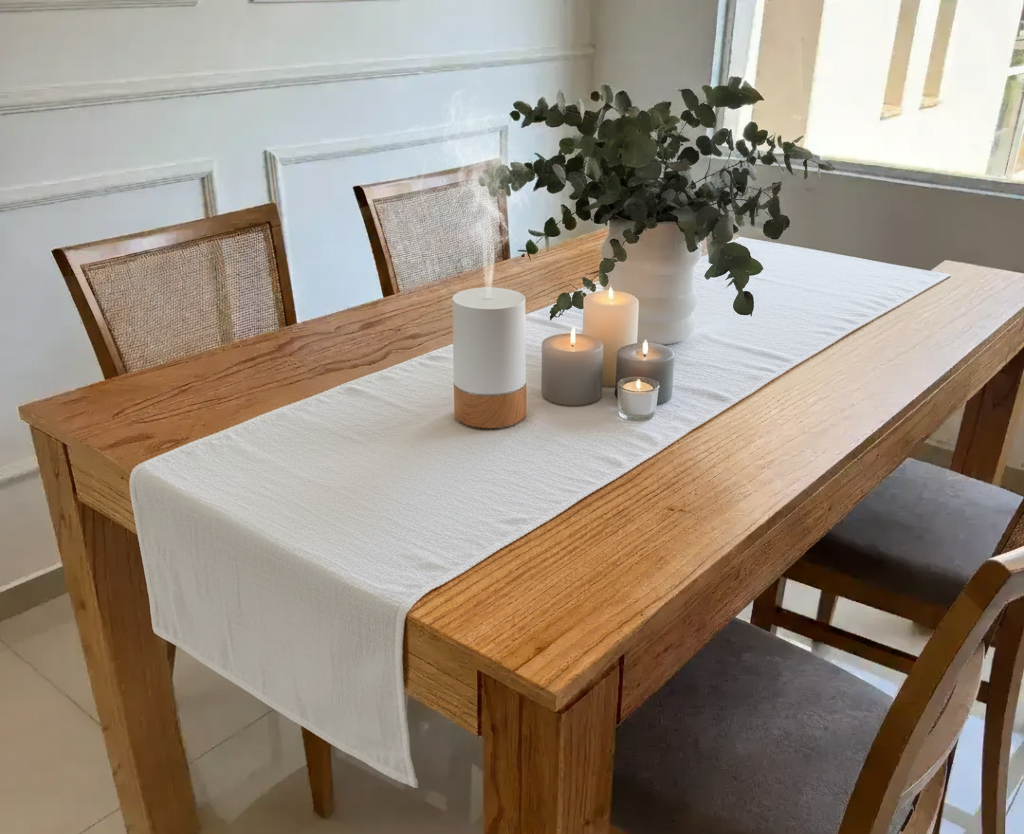 CAMINO DE MESA DE TUSOR BLANCO RUSTICO