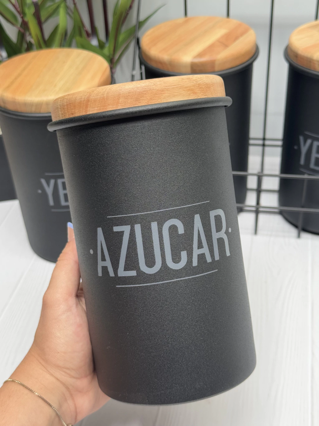 TARRO AZUCAR TAPA MADERA NEGRO - Image 2