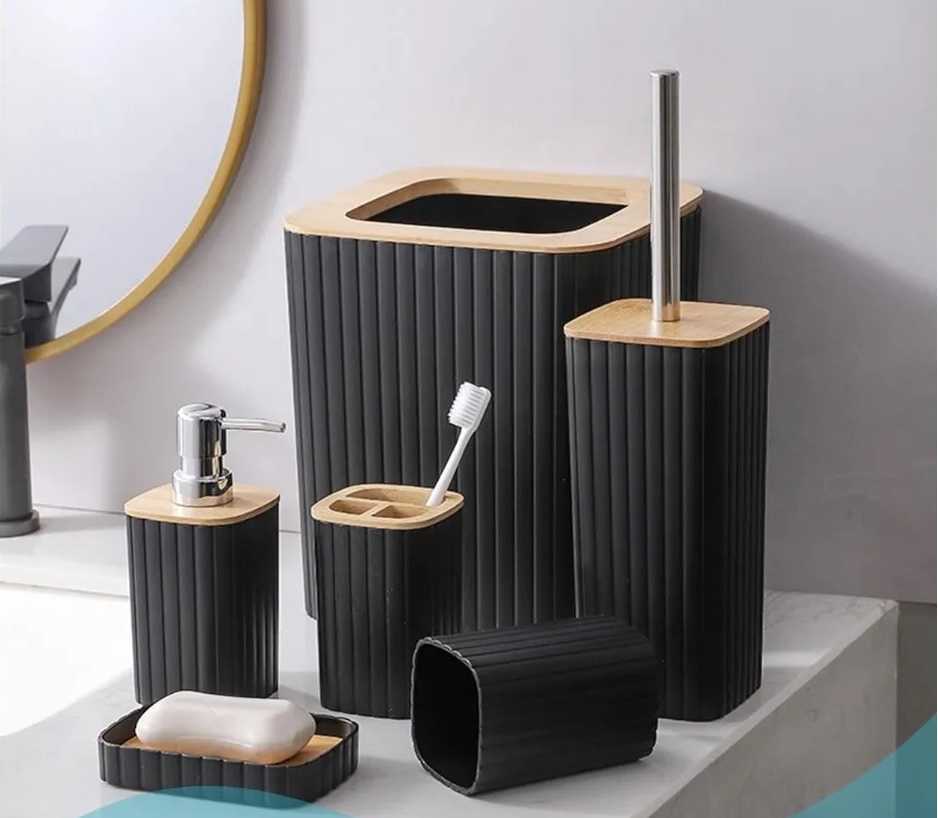 SET ACCESORIOS PARA BAÑO EN BAMBU ESTILO NORDICO - Image 3